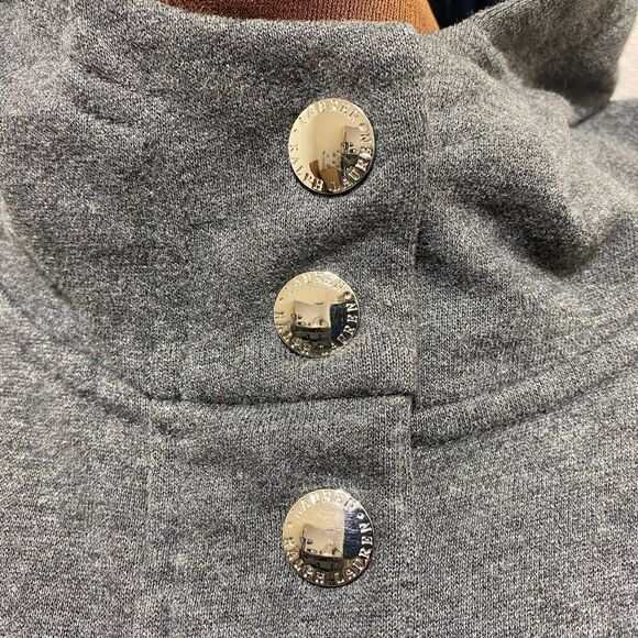 Lauren Ralph Lauren Gray Snap Front Cardigan Sweater Jacket Mock Neck Size Large - Picture 3 of 8